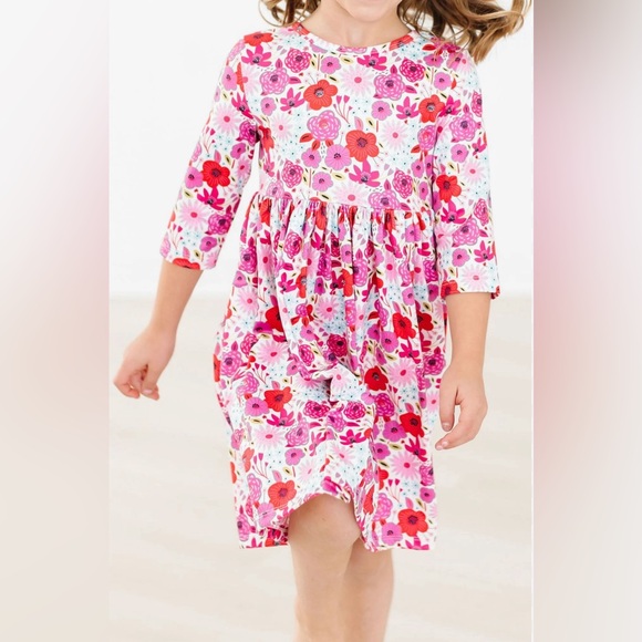 Mila & Rose Other - Mila & Rose Secret Garden 3/4 Sleeves Pink and Red Floral Twirl Dress